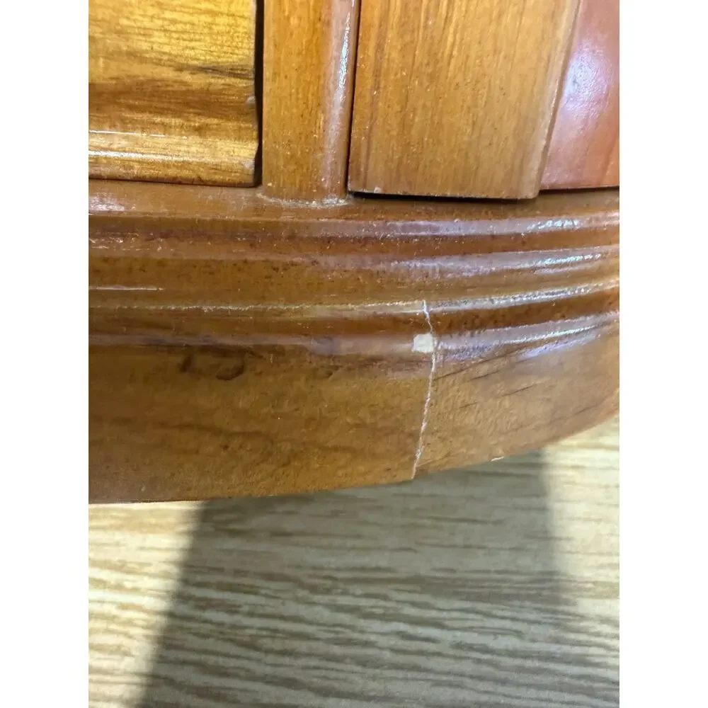 Vintage Mele Large Wooden Tabletop Jewelry Box Armoire Walnut Color 11”Hx12.5W